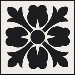 Encaustic - Burges black on white 50 x 50