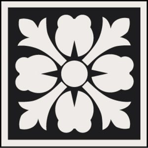 Encaustic - Burges black on white (reverse) 50 x 50