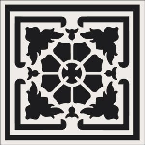 Encaustic - Eastlake black on white 70 x 70