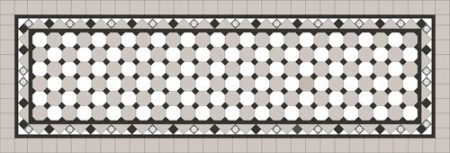 Oxley Checkerboard Pattern - Light grey octagon / Super white octagon & dot + Border + Infill