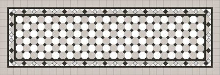 Oxley Checkerboard Pattern - Light grey octagon / Super white octagon & dot + Border + Infill