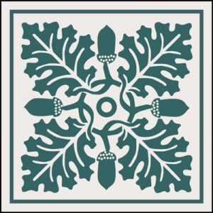 Encaustic - Pugin conifer on white 70 x 70