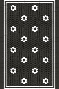 ATLANTA PATTERN SIMPLIFIED - CARBON BLACK & SUPER WHITE HEXAGON + TRIPLE STRIP BORDER + INFILL