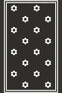 ATLANTA PATTERN SIMPLIFIED - CARBON BLACK & SUPER WHITE HEXAGON + TRIPLE STRIP BORDER + INFILL