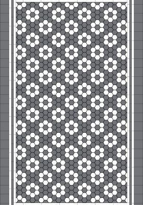TORONTO PATTERN - DARK GREY & SUPER WHITE HEXAGON + TRIPLE STRIP BORDER + INFILL