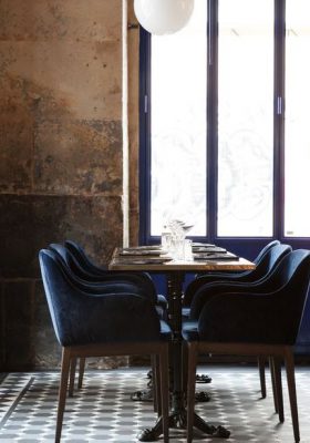 PARISIAN RESTAURANT - FOODIES - OXLEY CHECKERBOARD + NORWOOD BORDER + CARBON BLACK INFILL - TESSELLATED TILES