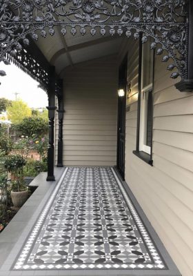 FITZROY PATTERN + NORWOOD BORDER + DARK GREY INFILL - RENDITIONS TESSELLATED TILES
